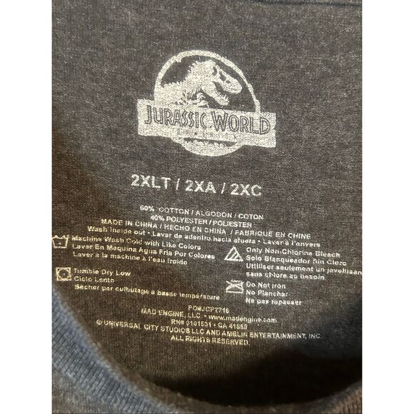 Jurassic World Dominion Men’s Jurassic Park Logo Gray T-shirt Size 2XLT (5834) - Picture 4 of 5